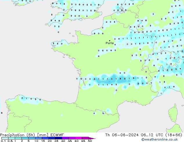 Z500/Rain (+SLP)/Z850 ECMWF чт 06.06.2024 12 UTC