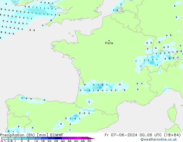 Z500/Rain (+SLP)/Z850 ECMWF vie 07.06.2024 06 UTC