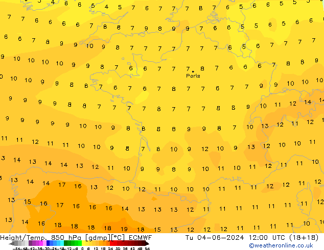 Z500/Yağmur (+YB)/Z850 ECMWF Sa 04.06.2024 12 UTC