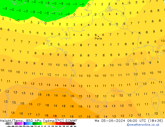 Z500/Rain (+SLP)/Z850 ECMWF We 05.06.2024 06 UTC