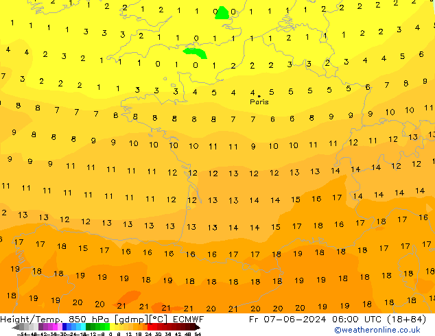 Z500/Rain (+SLP)/Z850 ECMWF vie 07.06.2024 06 UTC