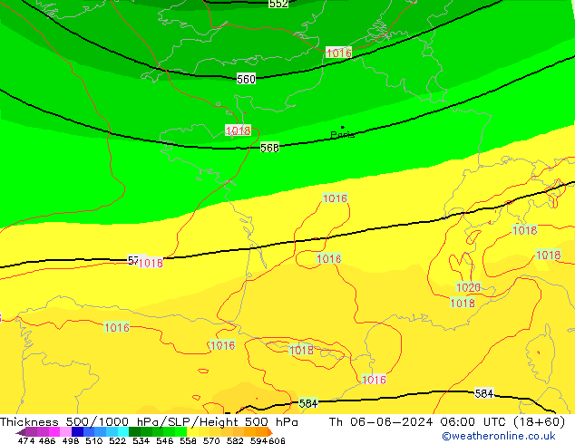 Dikte 500-1000hPa ECMWF do 06.06.2024 06 UTC