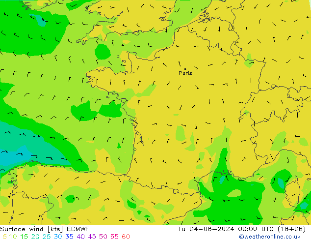 Bodenwind ECMWF Di 04.06.2024 00 UTC