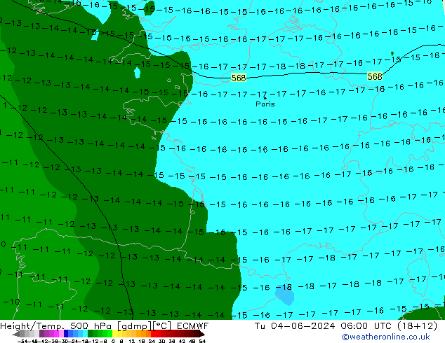 Z500/Rain (+SLP)/Z850 ECMWF Tu 04.06.2024 06 UTC