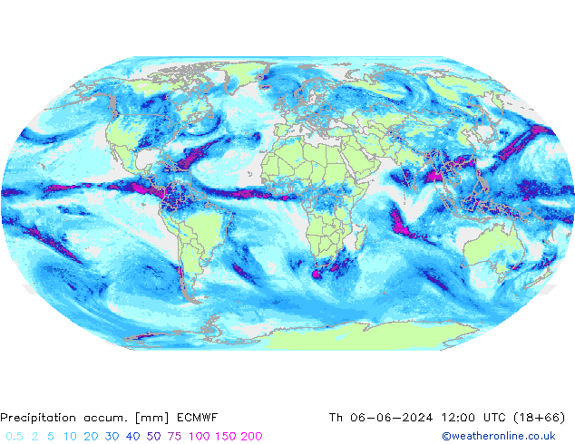 Precipitation accum. ECMWF gio 06.06.2024 12 UTC