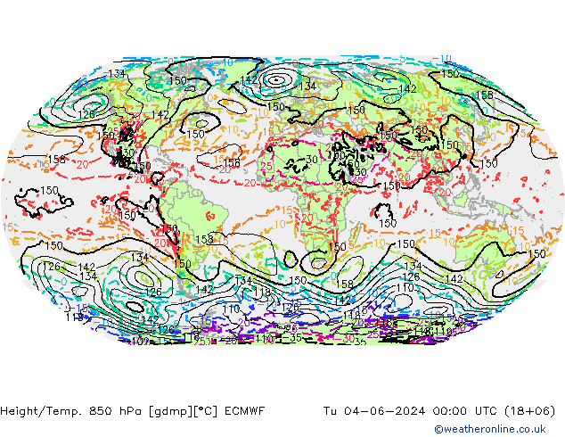 Hoogte/Temp. 850 hPa ECMWF di 04.06.2024 00 UTC