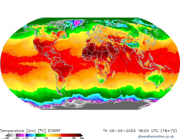 карта температуры ECMWF чт 06.06.2024 18 UTC