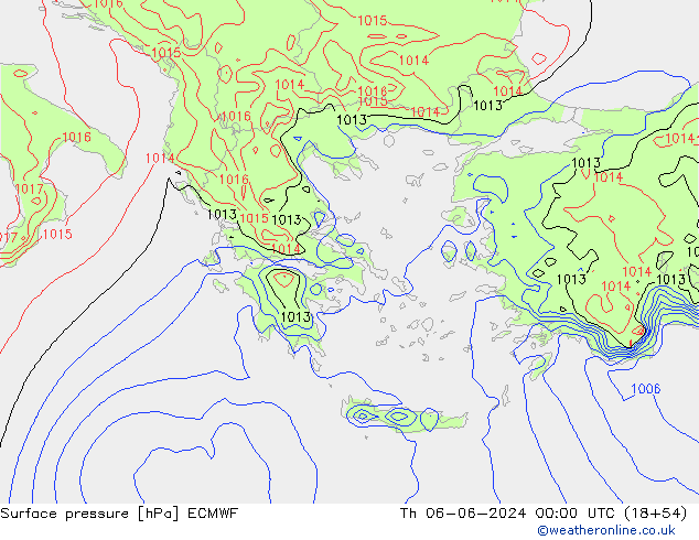 Atmosférický tlak ECMWF Čt 06.06.2024 00 UTC