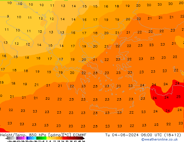 Z500/Rain (+SLP)/Z850 ECMWF Út 04.06.2024 06 UTC