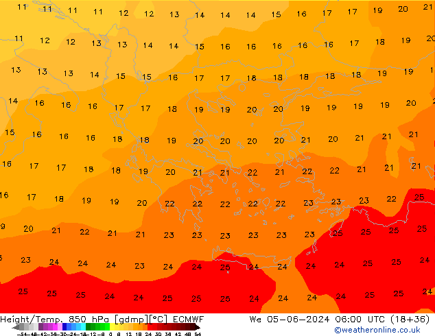 Height/Temp. 850 hPa ECMWF St 05.06.2024 06 UTC