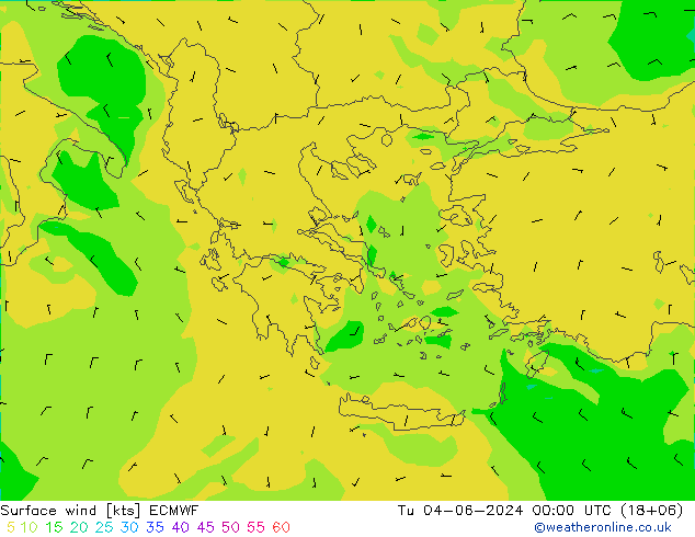 Prec 6h/Wind 10m/950 ECMWF Tu 04.06.2024 00 UTC