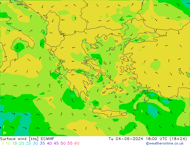 ветер 10 m ECMWF вт 04.06.2024 18 UTC