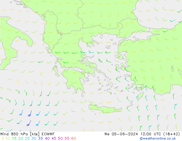 wiatr 850 hPa ECMWF śro. 05.06.2024 12 UTC