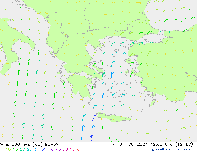 Vent 900 hPa ECMWF ven 07.06.2024 12 UTC