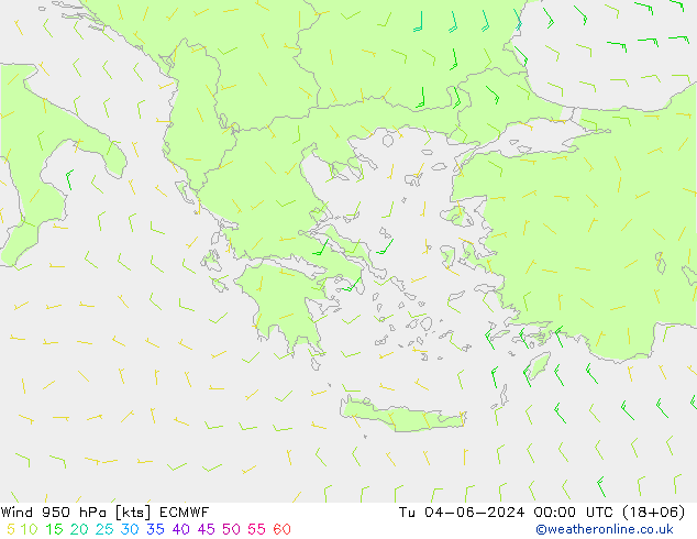 Prec 6h/Wind 10m/950 ECMWF Tu 04.06.2024 00 UTC