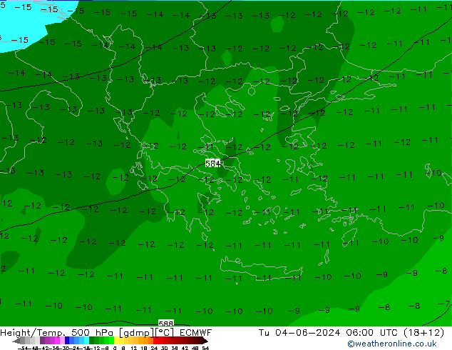 Z500/Rain (+SLP)/Z850 ECMWF Út 04.06.2024 06 UTC