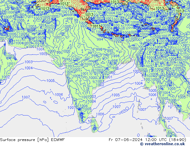 pression de l'air ECMWF ven 07.06.2024 12 UTC