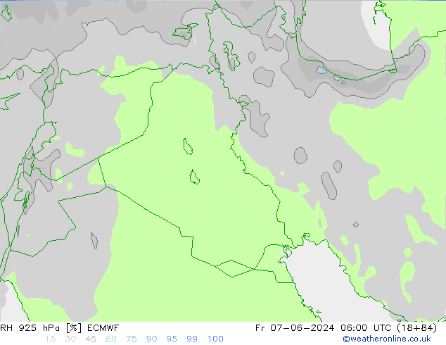 RH 925 hPa ECMWF Sex 07.06.2024 06 UTC