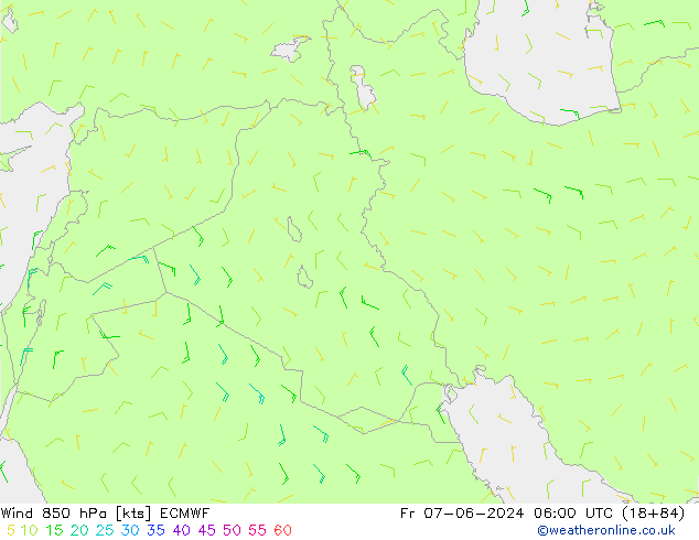 Vento 850 hPa ECMWF Sex 07.06.2024 06 UTC