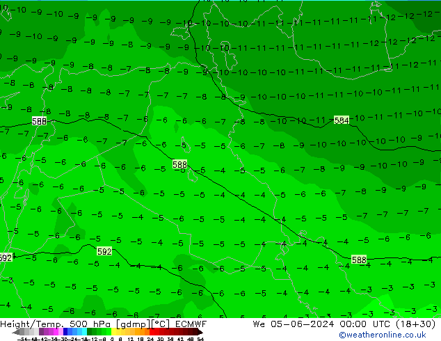 Geop./Temp. 500 hPa ECMWF mié 05.06.2024 00 UTC