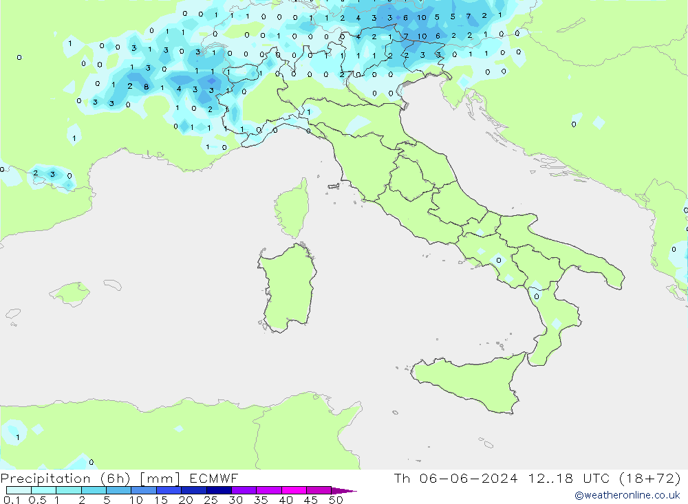 Z500/Rain (+SLP)/Z850 ECMWF Qui 06.06.2024 18 UTC