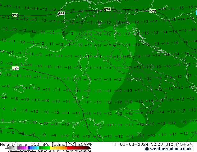 Z500/Rain (+SLP)/Z850 ECMWF Th 06.06.2024 00 UTC