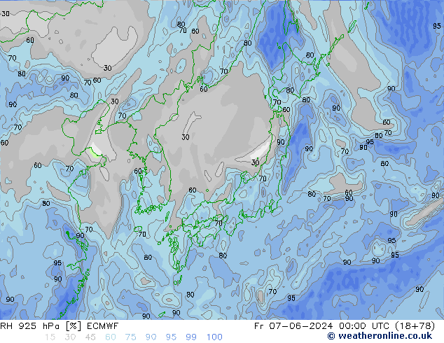 RH 925 hPa ECMWF pt. 07.06.2024 00 UTC