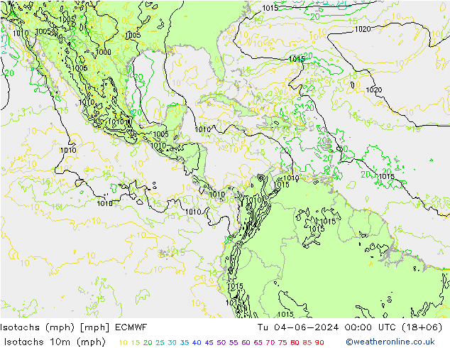 Isotachs (mph) ECMWF Tu 04.06.2024 00 UTC