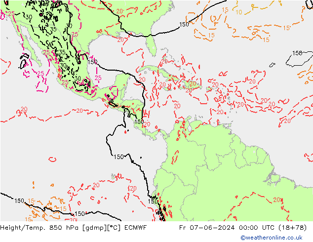 Z500/Rain (+SLP)/Z850 ECMWF ven 07.06.2024 00 UTC