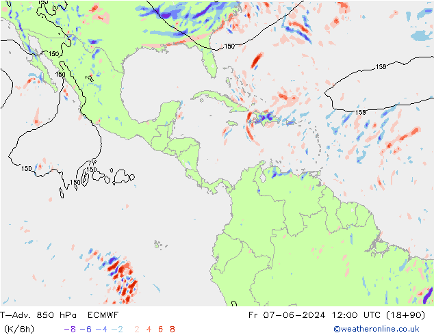 T-Adv. 850 hPa ECMWF Cu 07.06.2024 12 UTC