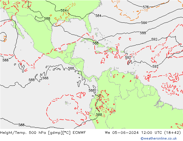 Height/Temp. 500 hPa ECMWF We 05.06.2024 12 UTC