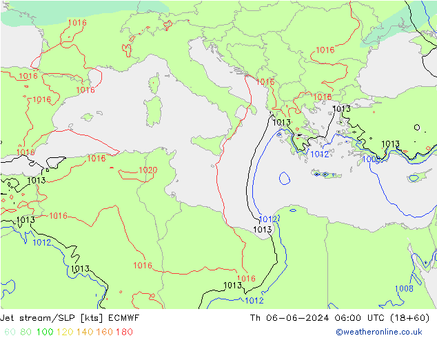 Prąd strumieniowy ECMWF czw. 06.06.2024 06 UTC