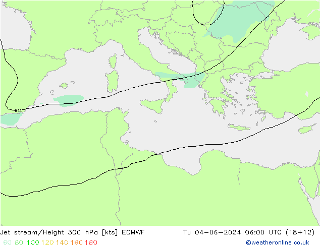 Jet stream ECMWF Ter 04.06.2024 06 UTC