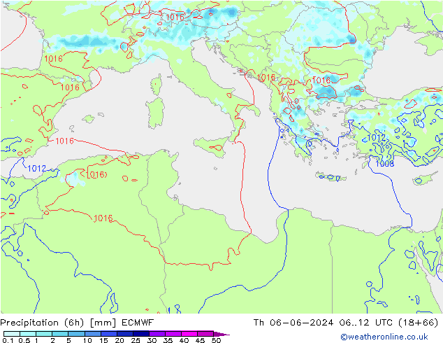 Z500/Rain (+SLP)/Z850 ECMWF jue 06.06.2024 12 UTC