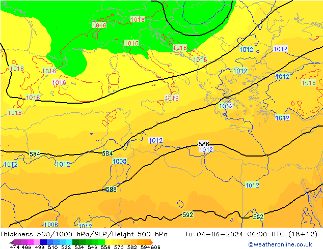 Thck 500-1000hPa ECMWF wto. 04.06.2024 06 UTC