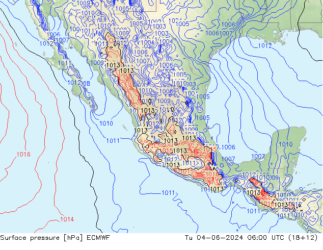 Presión superficial ECMWF mar 04.06.2024 06 UTC