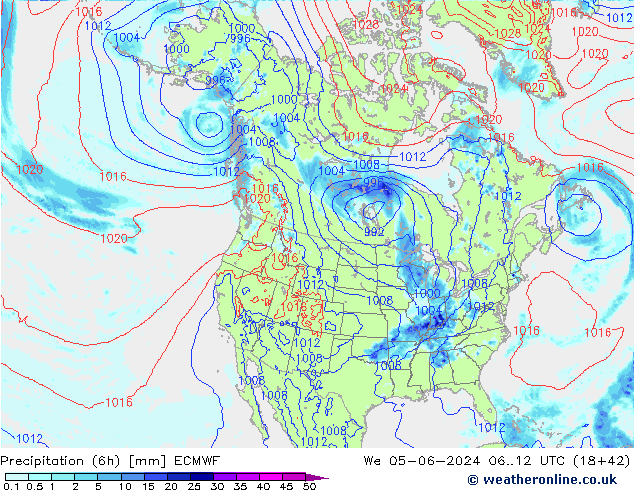 Z500/Rain (+SLP)/Z850 ECMWF We 05.06.2024 12 UTC