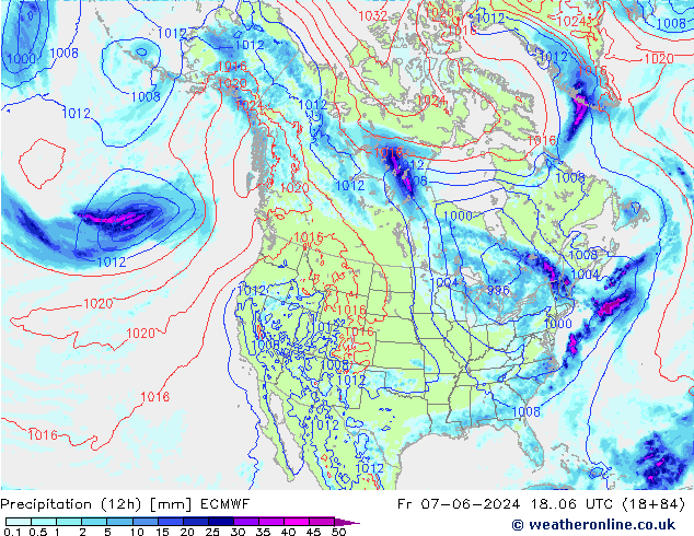 Yağış (12h) ECMWF Cu 07.06.2024 06 UTC