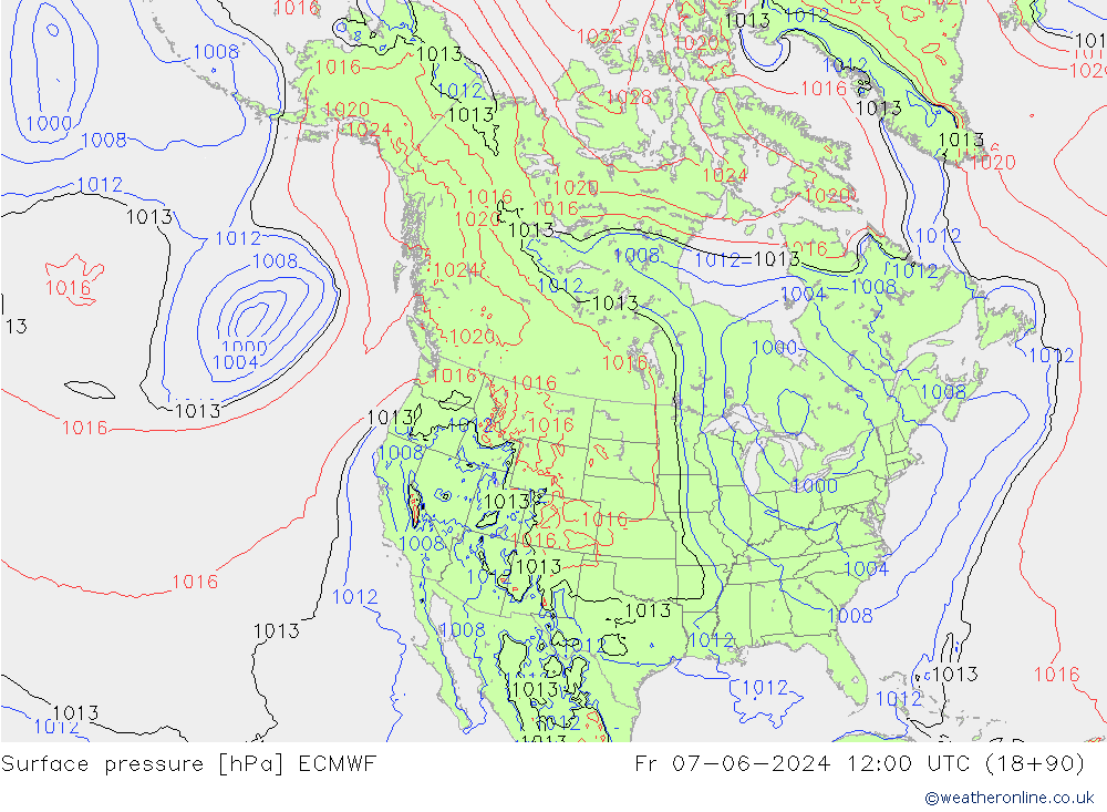 Bodendruck ECMWF Fr 07.06.2024 12 UTC