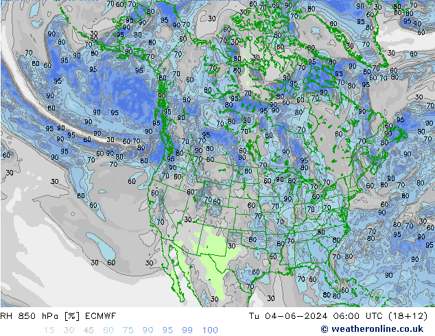 Humedad rel. 850hPa ECMWF mar 04.06.2024 06 UTC