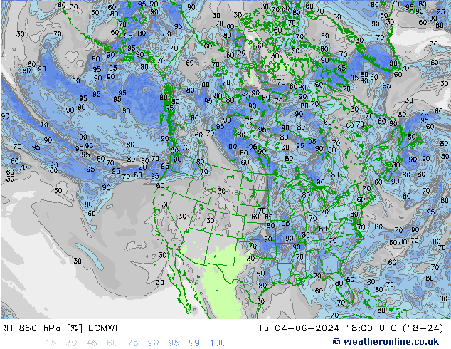 RH 850 hPa ECMWF mar 04.06.2024 18 UTC