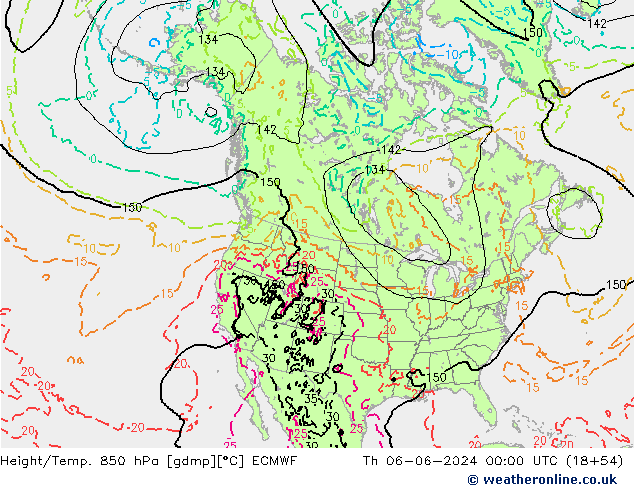 Z500/Rain (+SLP)/Z850 ECMWF gio 06.06.2024 00 UTC