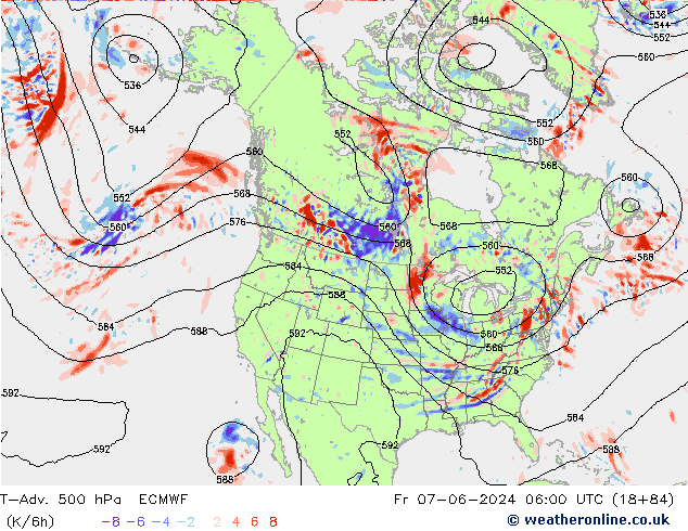 T-Adv. 500 hPa ECMWF Fr 07.06.2024 06 UTC