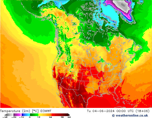 Temperatura (2m) ECMWF mar 04.06.2024 00 UTC