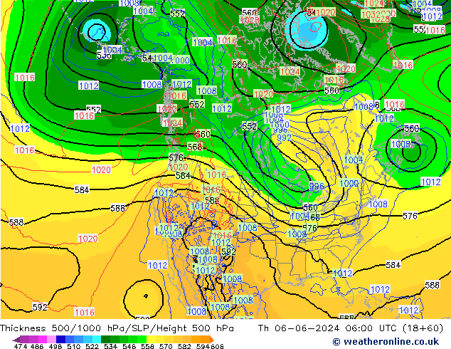 Thck 500-1000hPa ECMWF Qui 06.06.2024 06 UTC