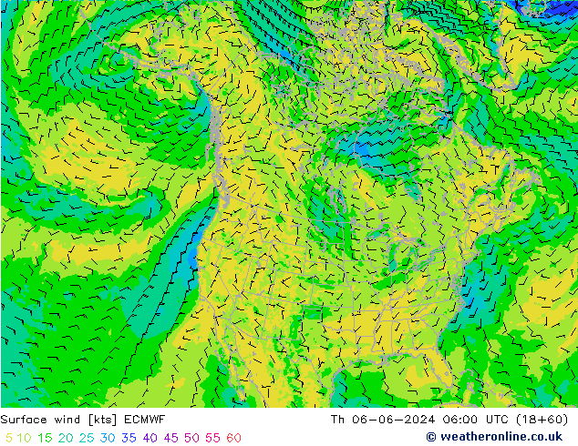 Viento 10 m ECMWF jue 06.06.2024 06 UTC