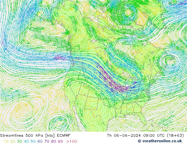 ветер 500 гПа ECMWF чт 06.06.2024 09 UTC