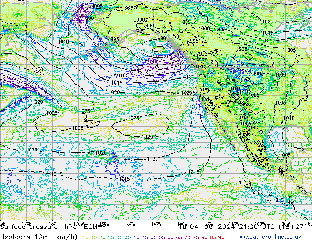 Isotachs (kph) ECMWF Tu 04.06.2024 21 UTC