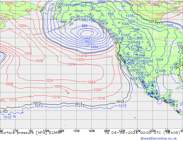 pressão do solo ECMWF Ter 04.06.2024 00 UTC