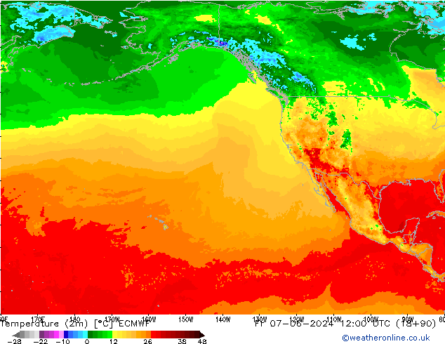 Temperatura (2m) ECMWF Sex 07.06.2024 12 UTC